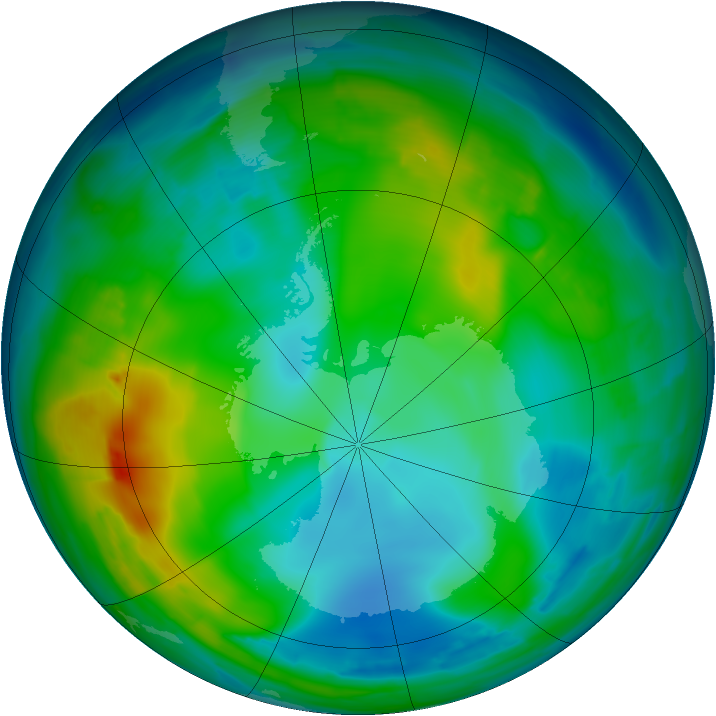 Antarctic ozone map for 04 June 2009